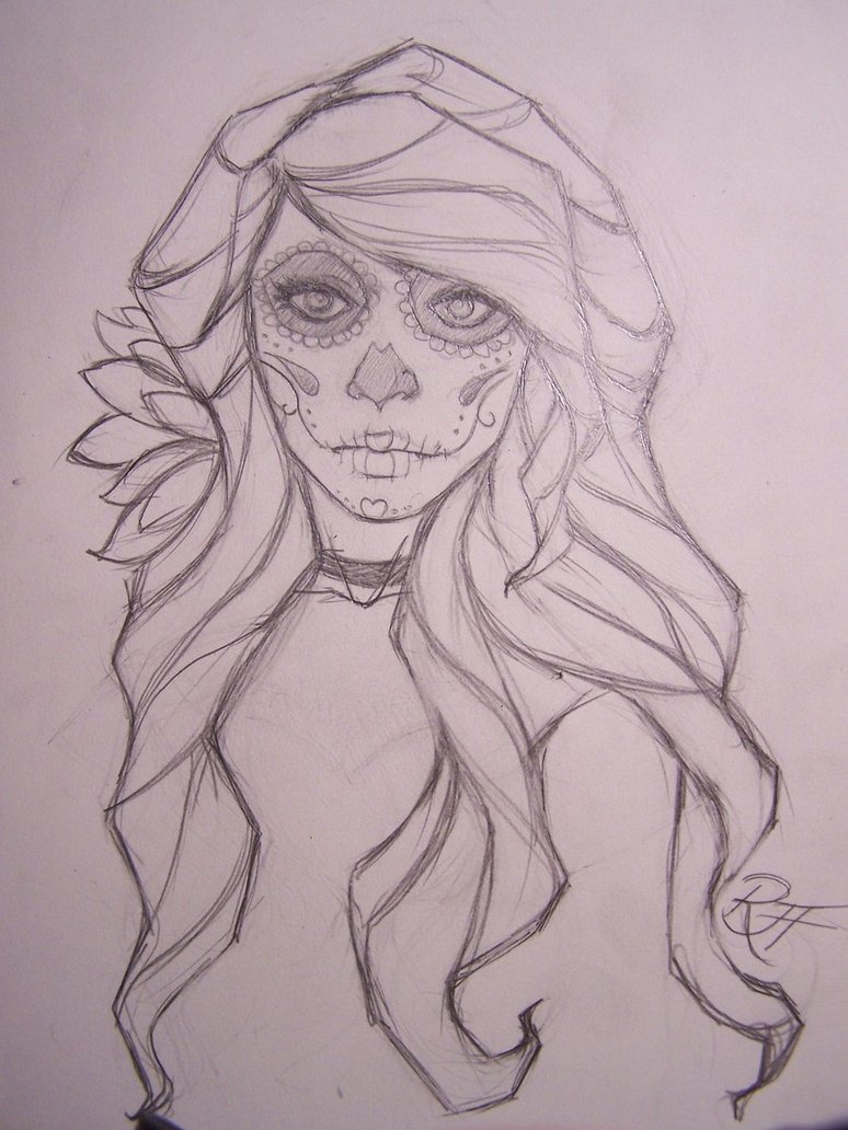 774x1032 Dia De Los Muertos Girl By Ravenswritingdesk - Dia De Los Muertos Sketch