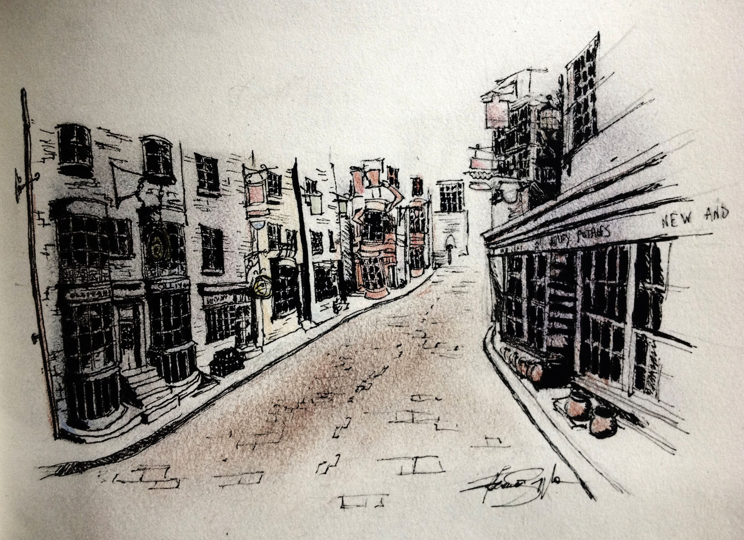 2436x1770 Diagon Alley Sketch (Not Just) Architecture For Videogames - Diagon Alley Sketch