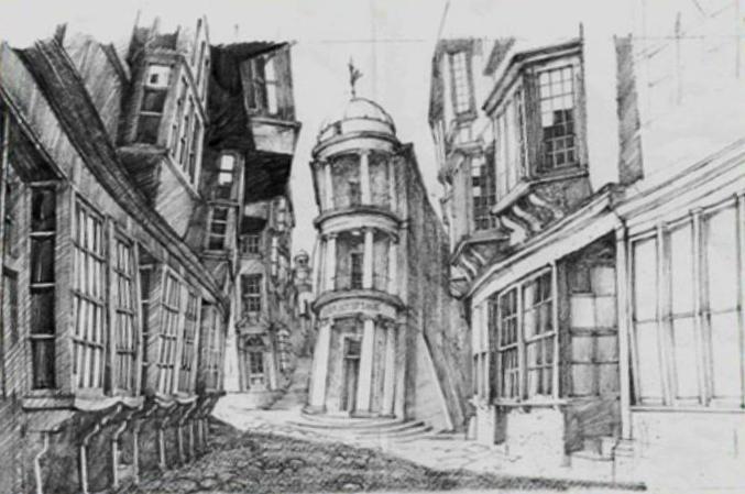 677x449 Image - Diagon Alley Sketch