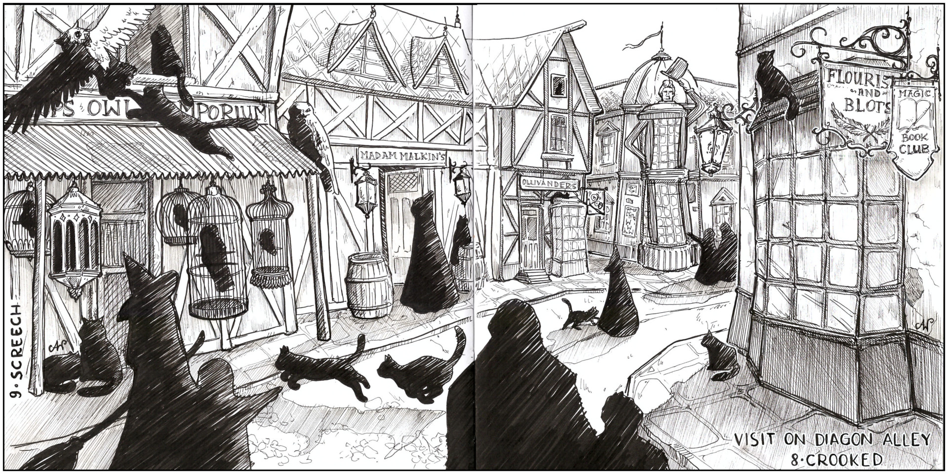 1920x961 Artstation - Diagon Alley Sketch