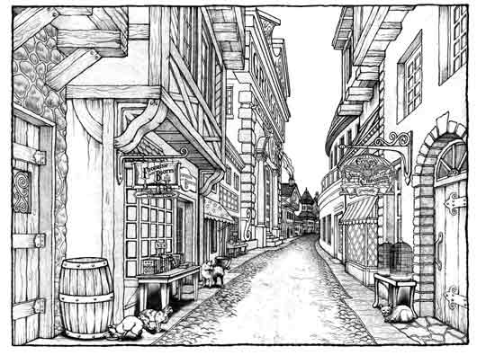 530x395 David Edward Byrd - Diagon Alley Sketch