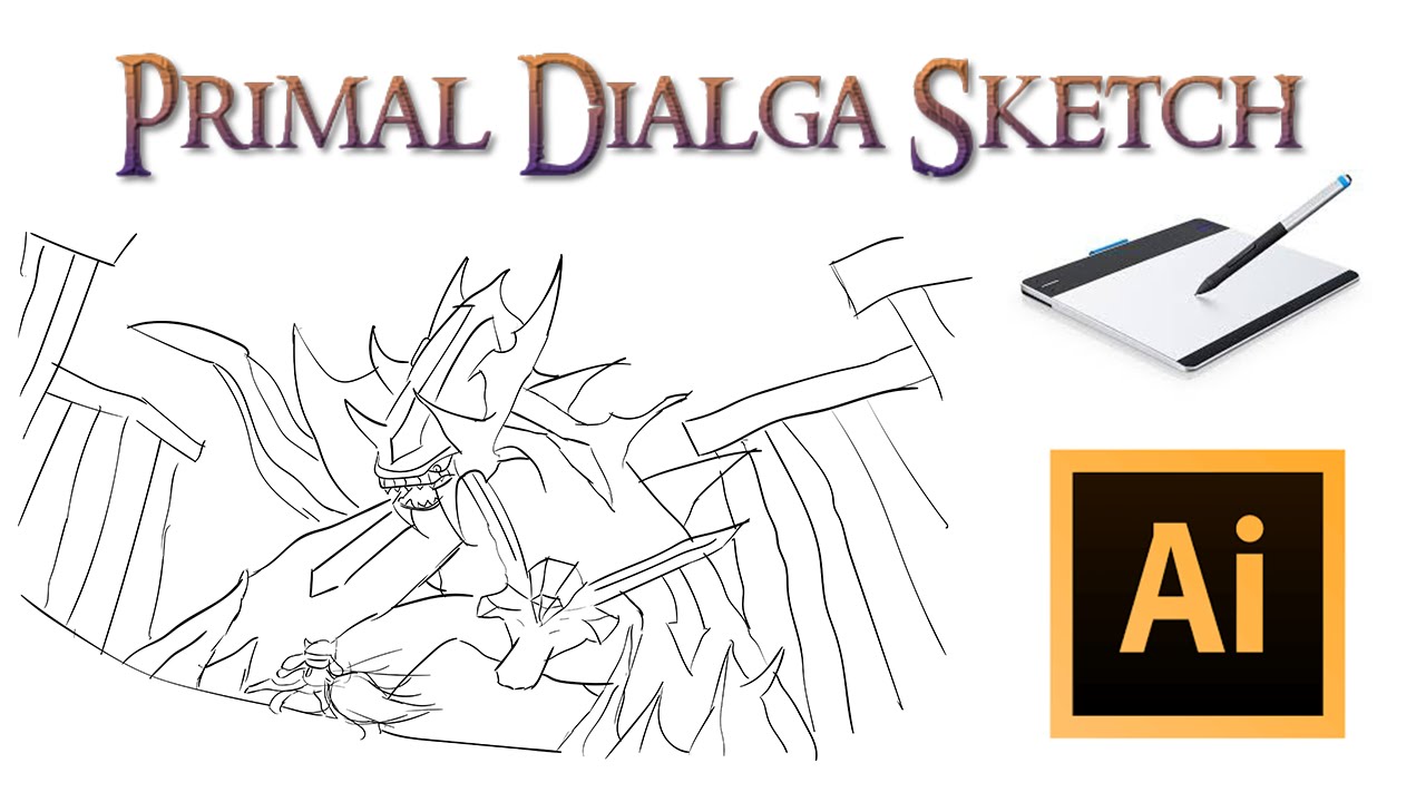 1280x720 Primal Dialga Sketch - Dialga Sketch