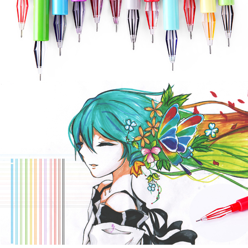 800x800 Know 12 Colors 0.5mm Diamond Head Color Fineliner Pen Gel Pens - Diamond Head Sketch