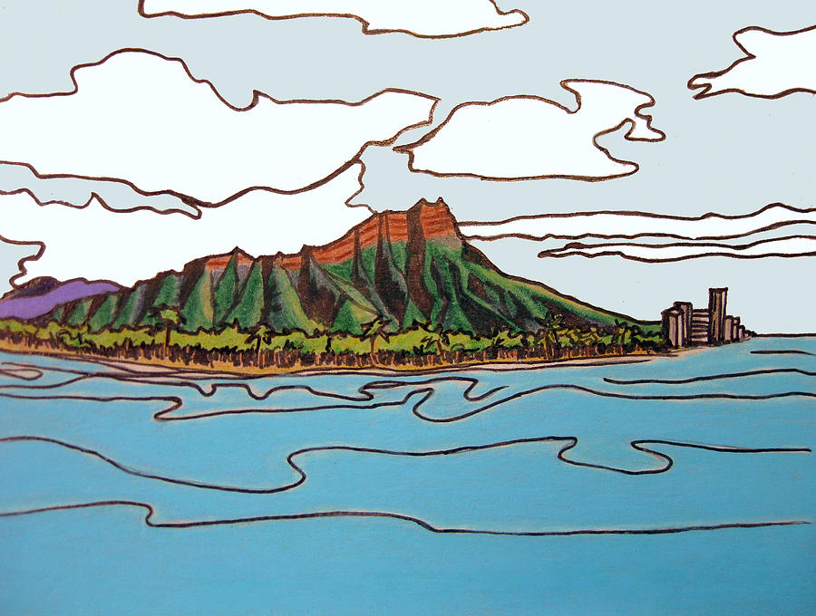 900x680 Diamond Head Drawing By Red Pine - Diamond Head Sketch