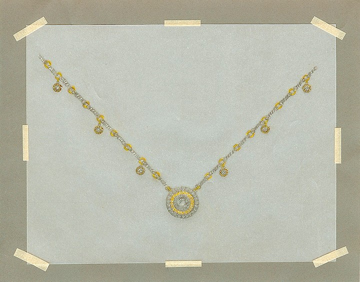 720x564 Cornelia Goldsmith Sketch Of Necklace 18k White Gold, 22k - Diamond Necklace Sketch