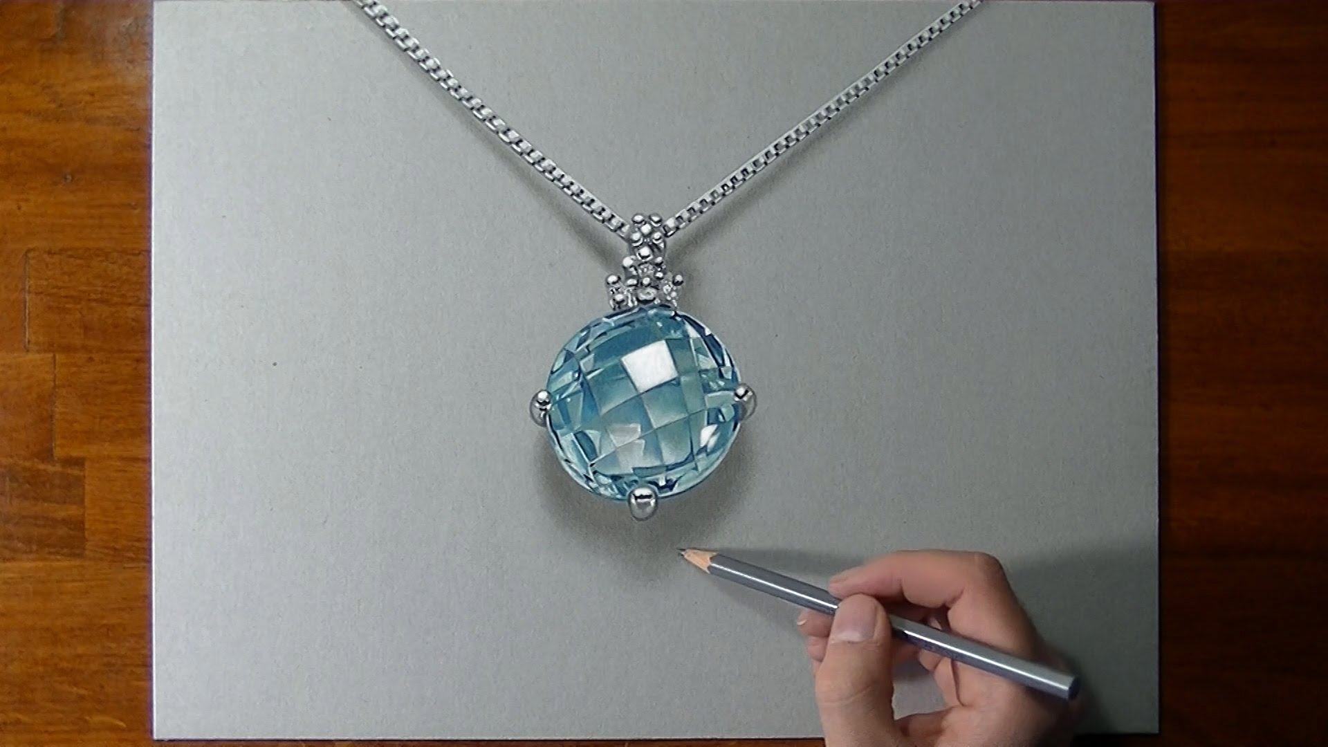 1920x1080 How To Draw A 3d Aquamarine Necklace - Diamond Necklace Sketch