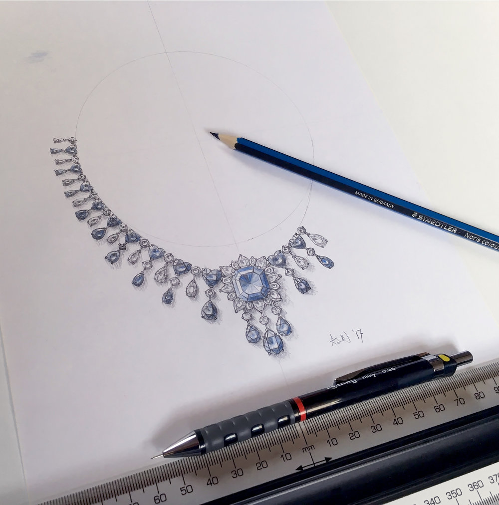 Diamond Necklace Sketch at PaintingValley.com | Explore collection of ...