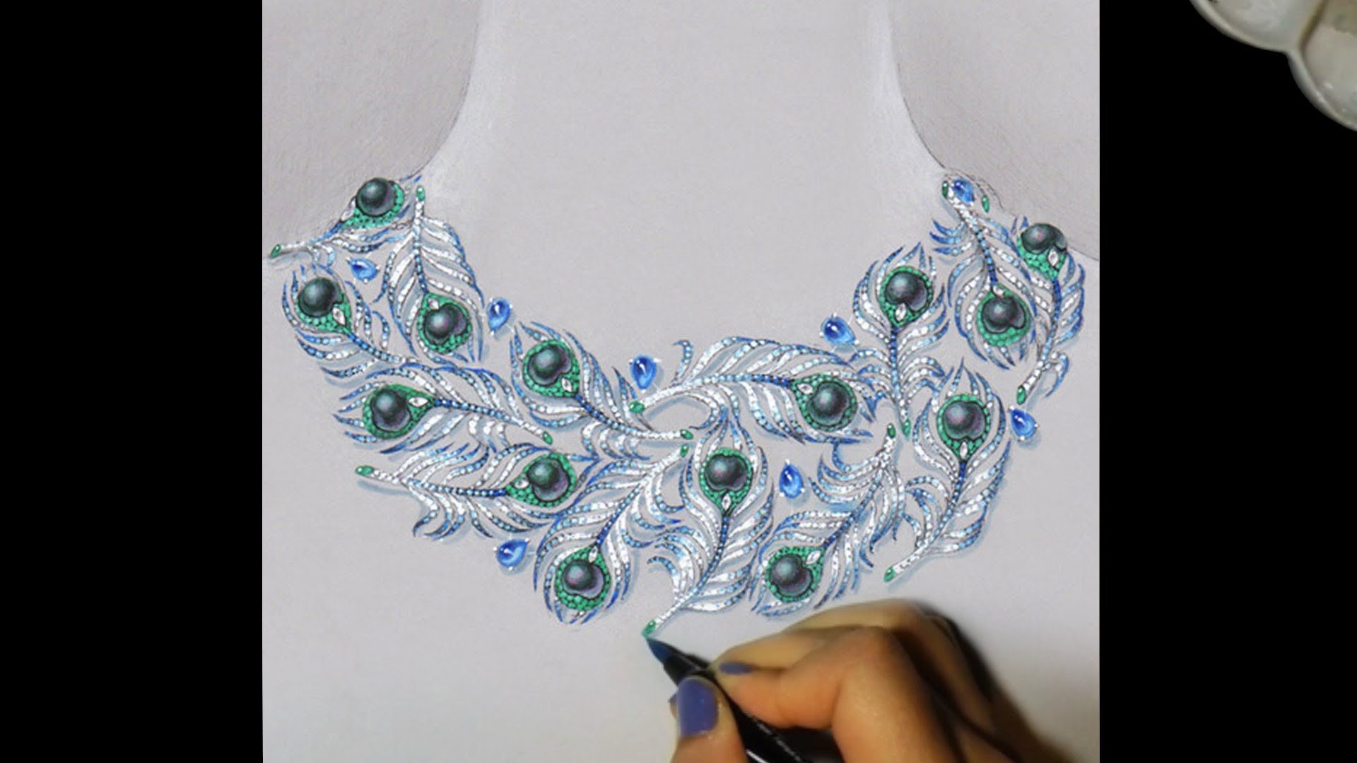 1920x1080 Jewelry Sketching Peacock Necklace - Diamond Necklace Sketch