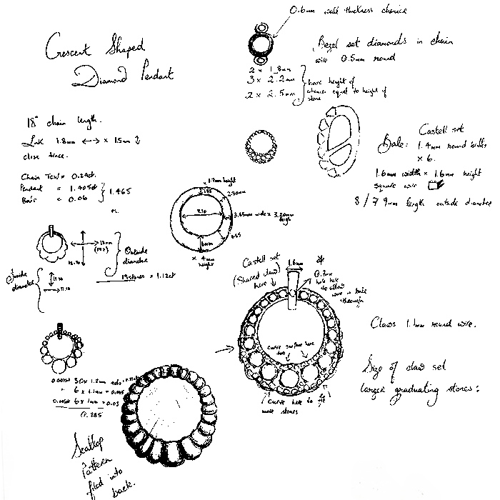 700x700 Crescent Diamond Neclace Sketch Rs - Diamond Necklace Sketch
