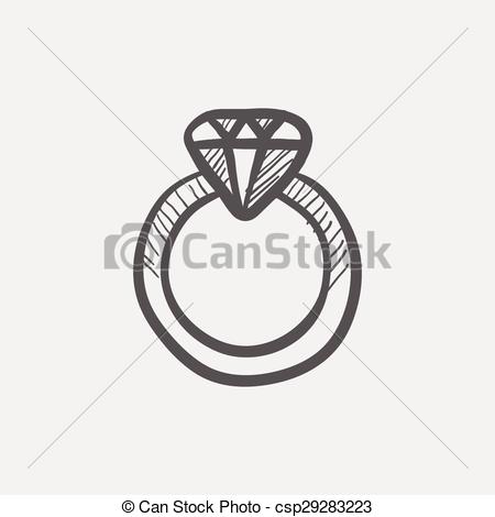 450x470 Diamond Ring Sketch Icon For Web And Mobile. Hand Drawn Vector - Diamond Ring Sketch