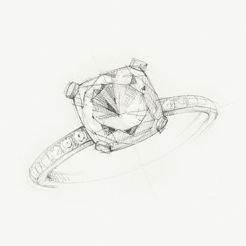 800x800 Tiffany With Bead Set Band Tiffany Amp Co. Engagement - Diamond Ring Sketch
