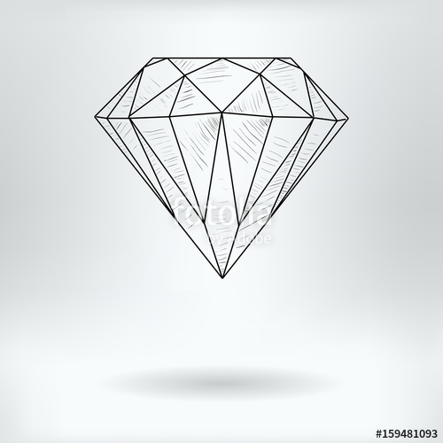 500x500 Cartoon Symbol Of Faceted Diamond - Diamond Sketch