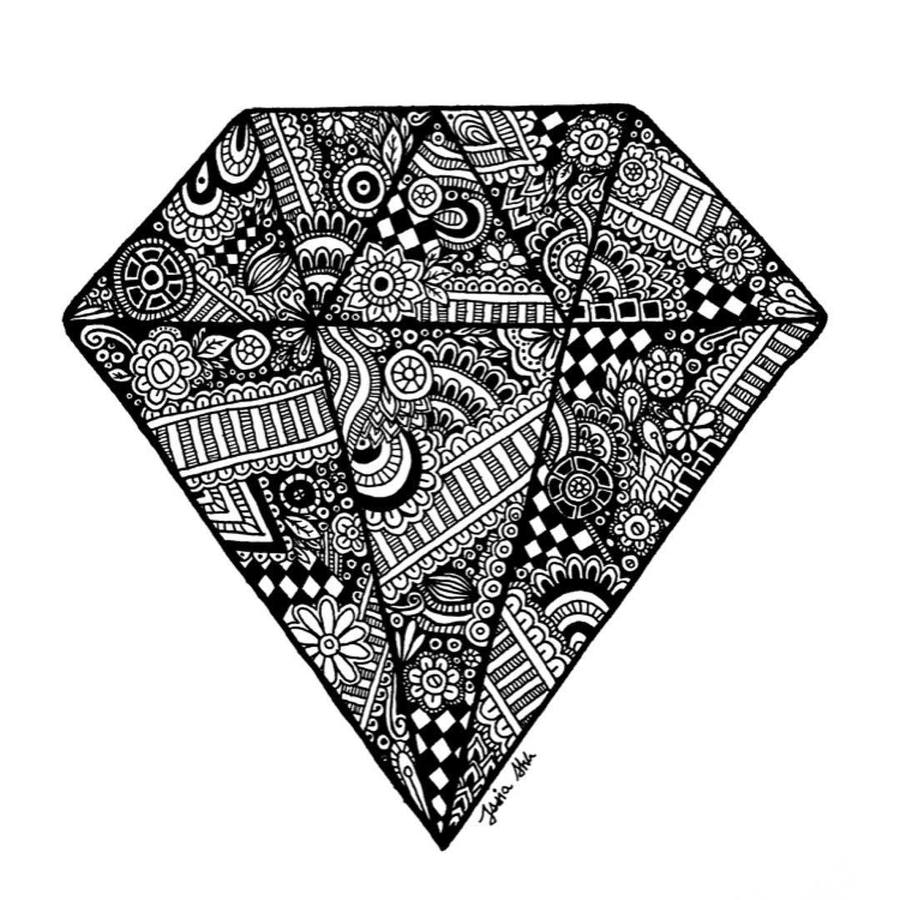 900x900 Download Artsy Diamond Clipart Drawing Diamond Zentangle Drawing - Diamond Sketch Images