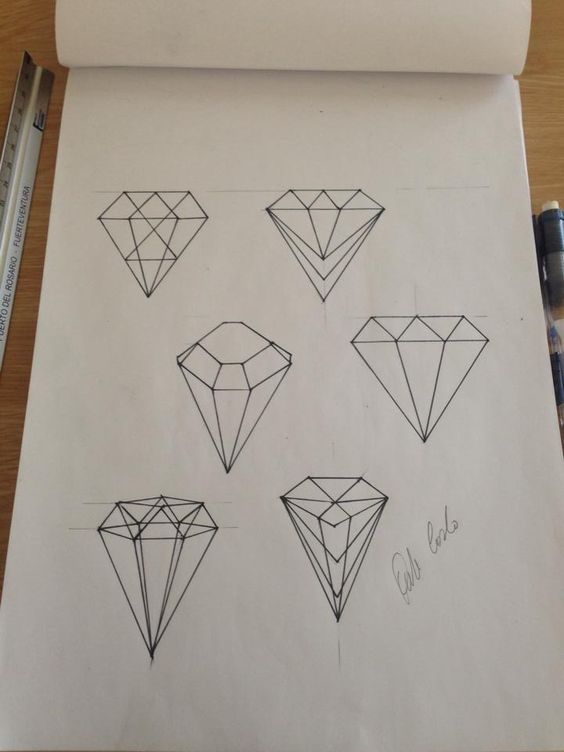 564x752 Geometric Tattoo - Diamond Tattoo Sketch