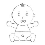 160x160 Cute Little Baby Boy Sitting Diaper With Star Vector Illustration - Diaper Sketch