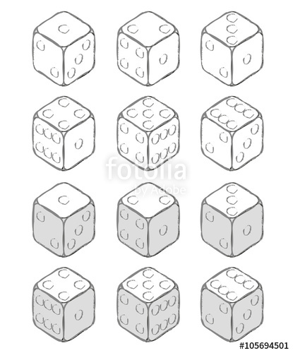 415x500 Set Of Dice, Sketch Stock Image And Royalty Free Vector Files On - Dice Sketch