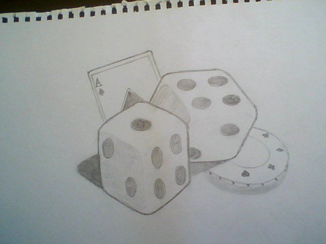 640x480 Chip Foose Drawings And Sketches Ace Of Spades, Dice And A Poker - Dice Sketch