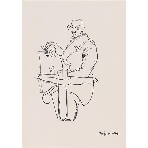 500x500 Diego Rivera, Sketch Of A Man, Ink - Diego Rivera Sketches