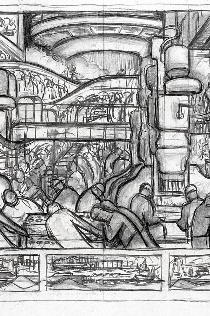 735x1102 How A Famous Muralist Turned Sketches Into A Masterpiece Art Is - Diego Rivera Sketches