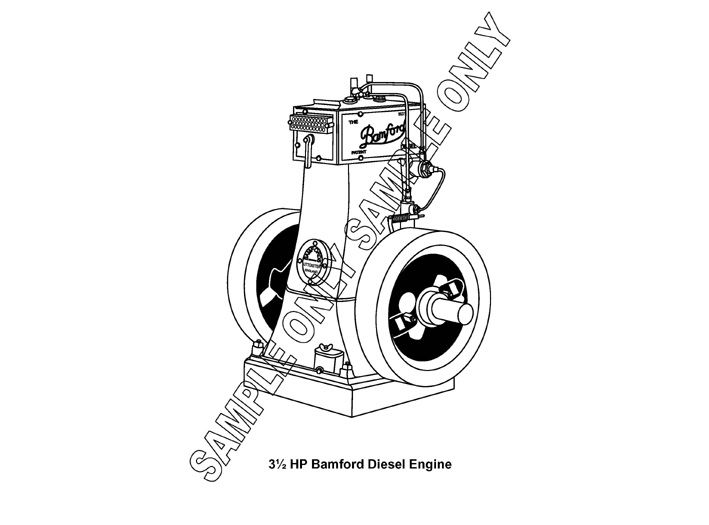 709x525 Murray Parker Sketch (Mounted) - Diesel Engine Sketch
