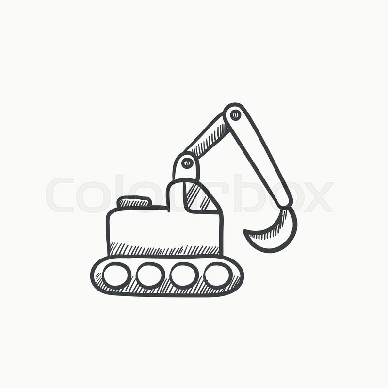 800x800 Excavator Vector Sketch Icon Isolated On Background. Hand Drawn - Digger Sketch
