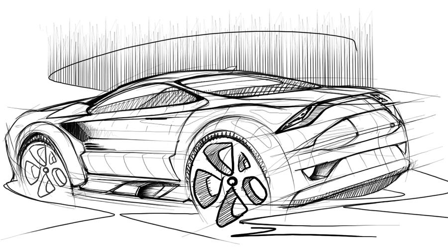 900x505 Car Sketch Digital Art By Rahul Rathore - Digital Art Sketch