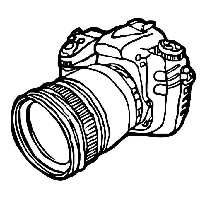 700x700 Dslr Camera Sketch Vector Sticker We Live To Change - Digital Camera Sketch