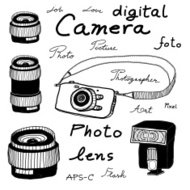 190x190 Digital Camera Sketch Premium Clipart - Digital Camera Sketch