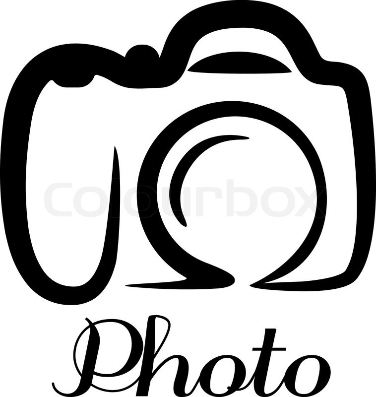 758x800 Photo Camera Poster Or Emblem With A Black And White Stylized - Digital Camera Sketch