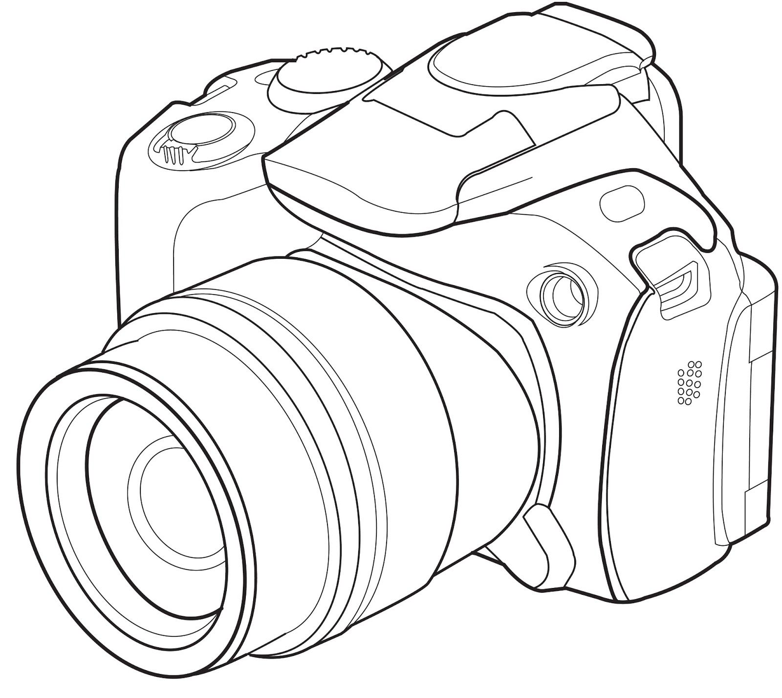 1600x1427 Collection Of Dslr Camera Line Drawing High Quality, Free - Digital Camera Sketch