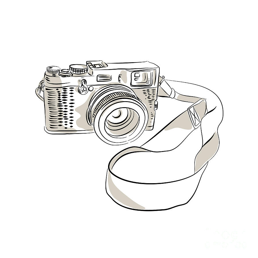 900x900 35mm Slr Film Camera Drawing Digital Art By Aloysius Patrimonio - Digital Camera Sketch