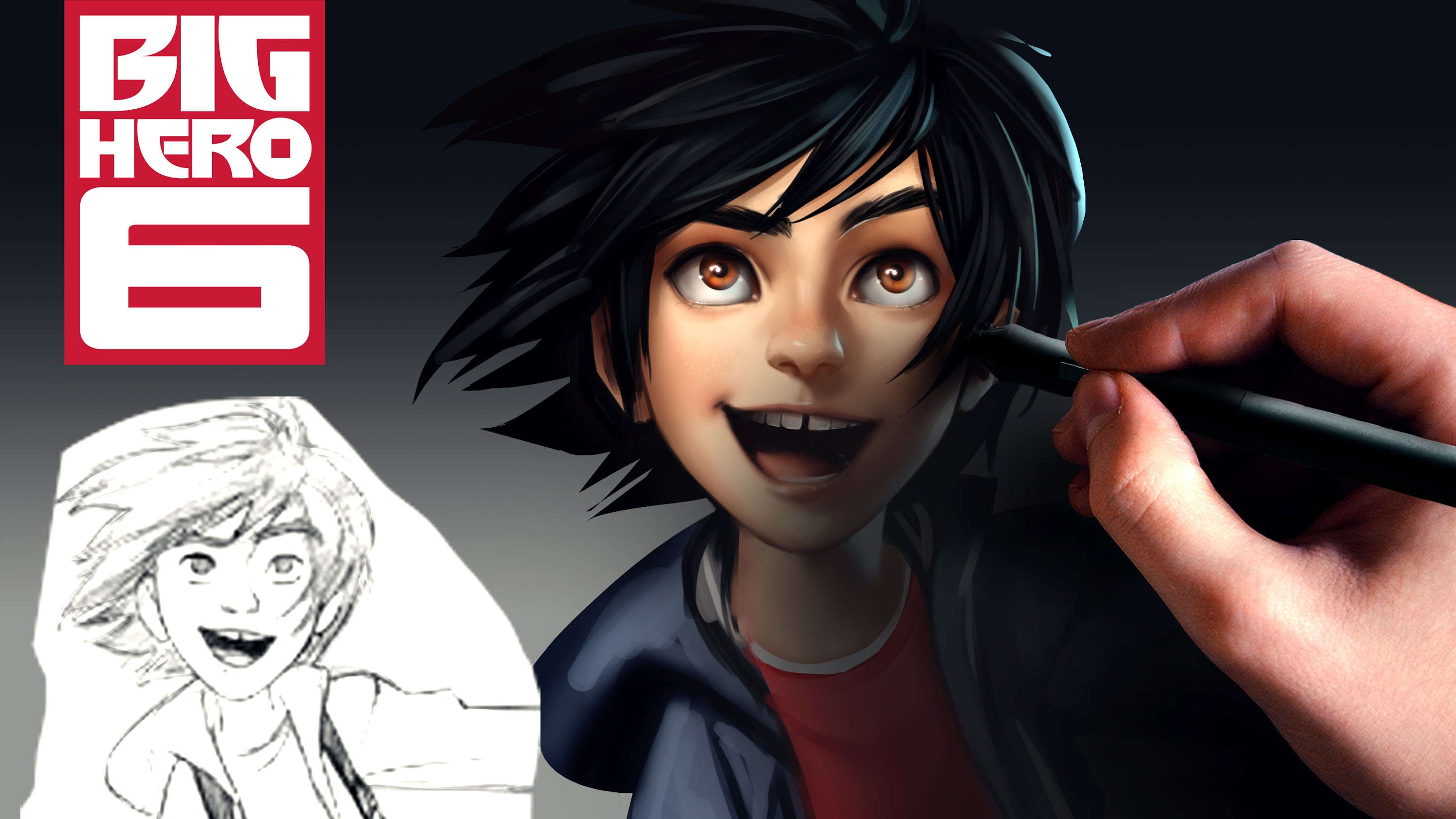 3000x1687 Big Hero 6 - Digital Painting Sketch