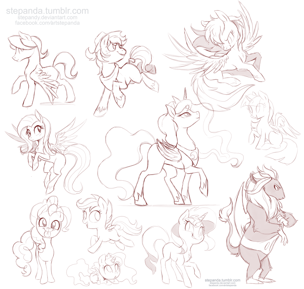 1024x971 My Little Pony Free Sketches 4 By Stepandy - Digital Sketch Free