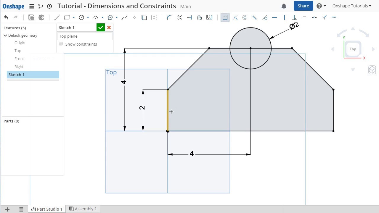 1280x720 Dimensions Amp Constraints Onshape Cad Tutorial - Dimension Sketch