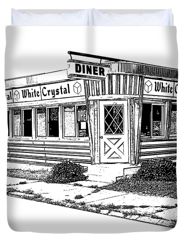 645x853 White Crystal Diner Nj Sketch Duvet Cover For Sale By Edward Fielding - Diner Sketch