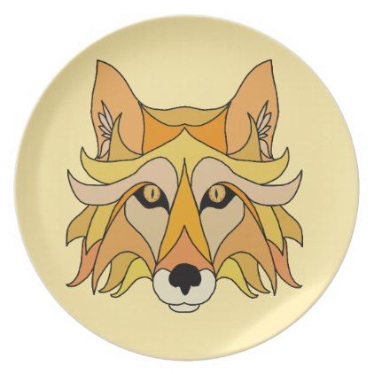 422x422 Fox Face Dinner Plate Fox Face, Foxes And Dinners - Dinner Plate Sketch