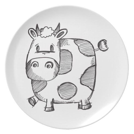 540x540 Funny Cow Sketch Dinner Plate - Dinner Plate Sketch