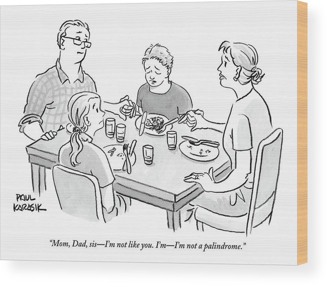 655x572 Family Sits Around Dinner Table. One Daughter Wood Print By Paul - Dinner Table Sketch