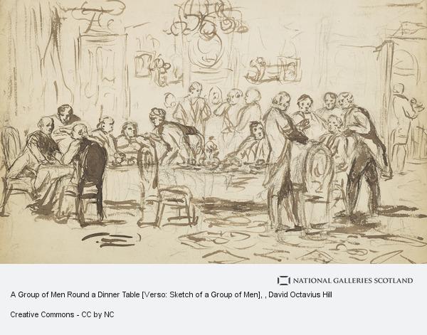 600x471 A Group Of Men Round A Dinner Table [Verso Sketch Of A Group Of - Dinner Table Sketch