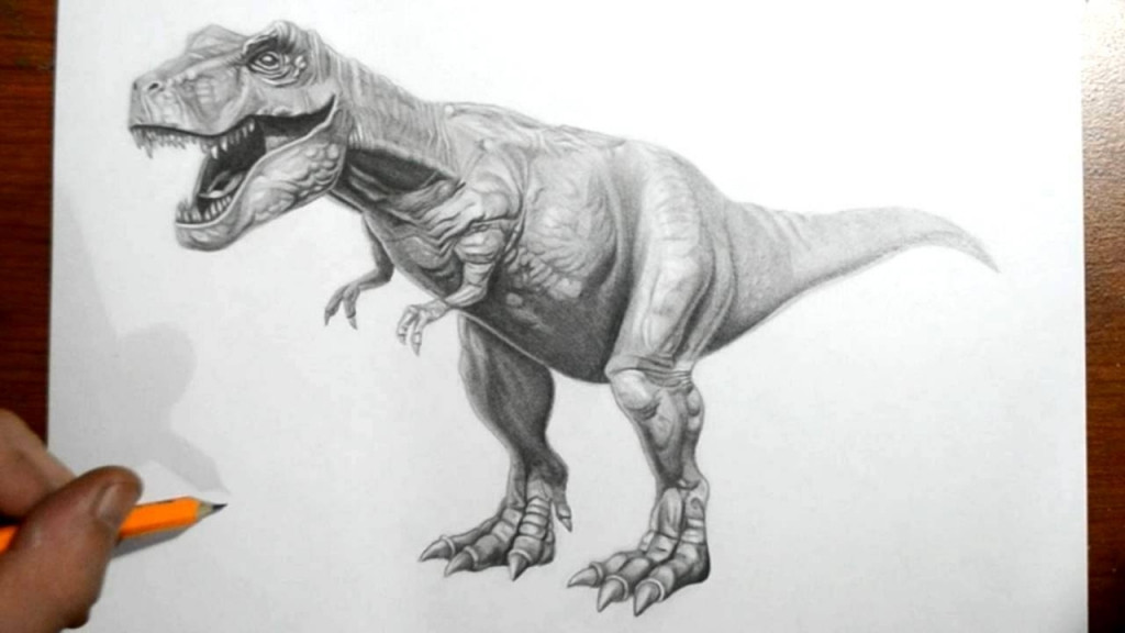 1024x576 Cute Tyrannosaurus Rex Drawing Dinosaur Pencil Drawing - Dinosaur Pencil Sketch