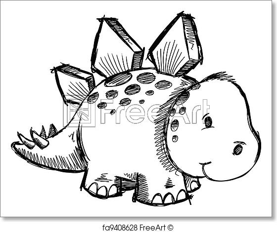 560x470 Free Art Print Of Stegosaurus Dinosaur Sketch Doodle Freeart - Dinosaur Sketch Images