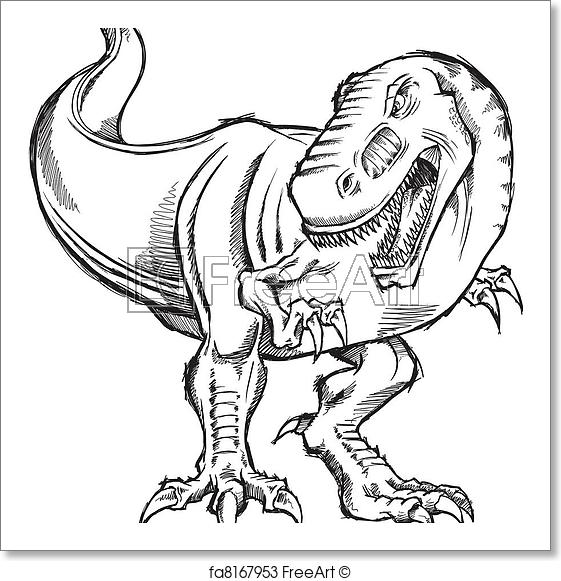 561x581 Free Art Print Of Tyrannosaurus Dinosaur Sketch Art. Tyrannosaurus - Dinosaur Sketch Images