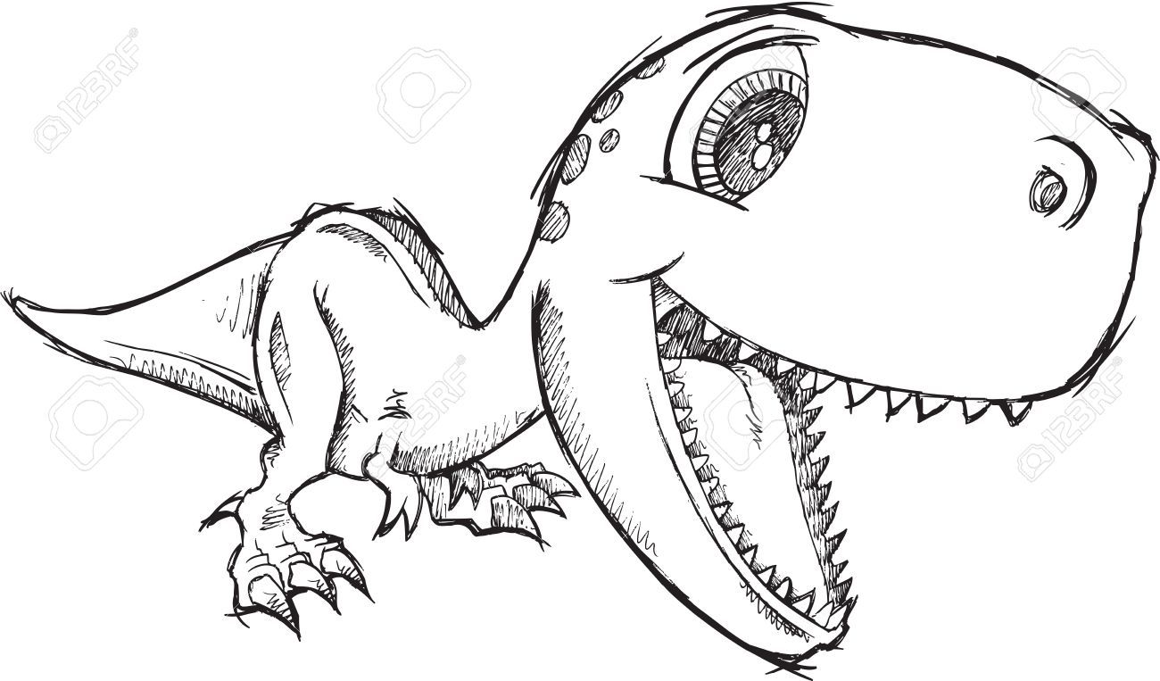 1300x763 Sketch Doodle Cute Tyrannosaurus Rex Dinosaur Vector In 2018 - Dinosaur Sketch Images