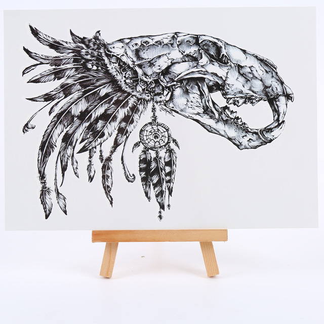640x640 Dinosaur Skull Dreamcatcher Tatoo Temporary Stickers Flash Tattoo - Dinosaur Skull Sketch