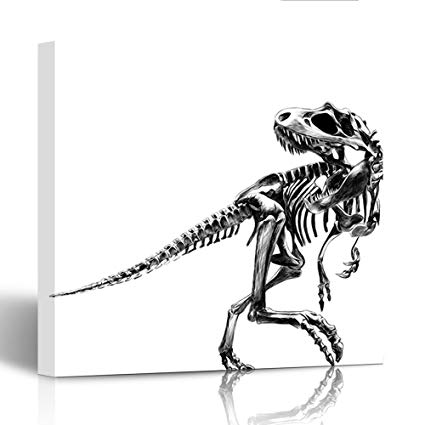 425x425 Emvency Painting Canvas Print Square 12x12 Inches - Dinosaur Skull Sketch