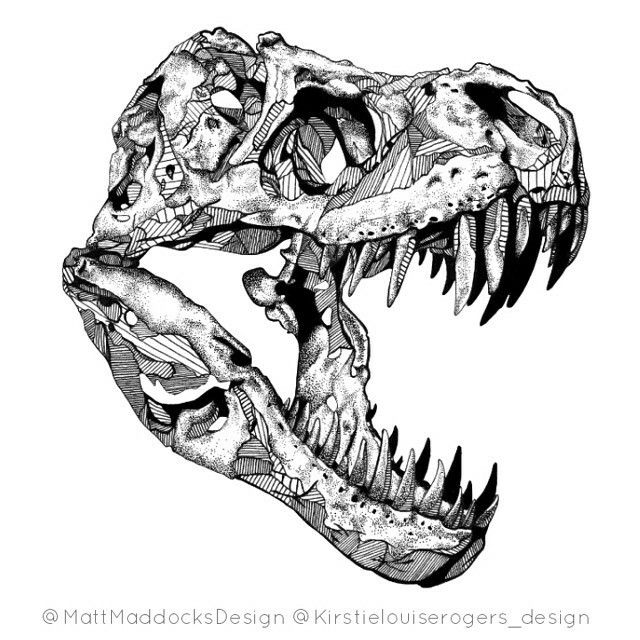 640x640 T Rex Drawing Dinosaur Skull Tattoo Tattoo Ideas - Dinosaur Skull Sketch