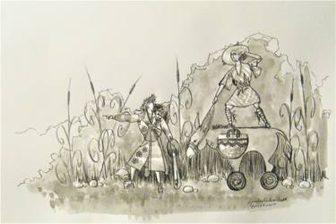 375x250 Frogs Greek Comedy Dionysus And Xanthias Drawing By Christos - Dionysus Sketch