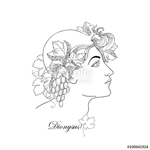 500x500 Mythological Dionysus Or Bacchus In Contour Style Isolated On - Dionysus Sketch