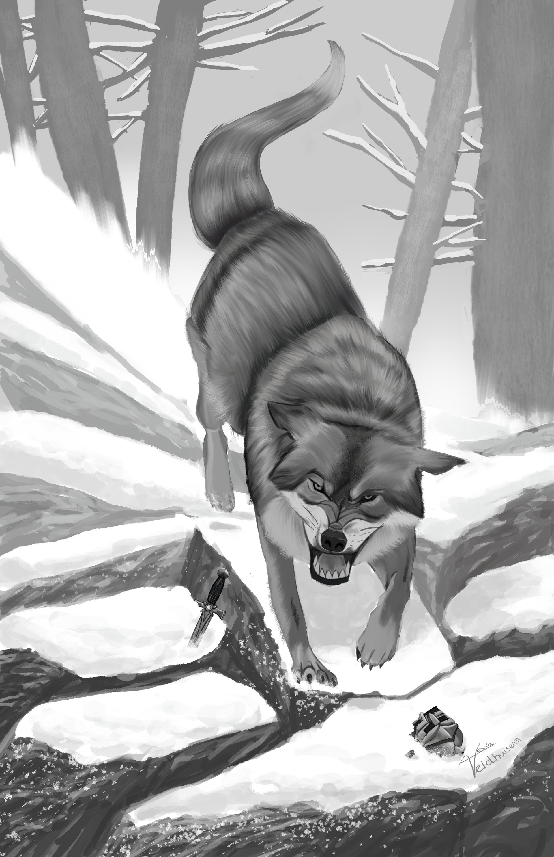 1920x2967 Alexia Veldhuisen - Dire Wolf Sketch