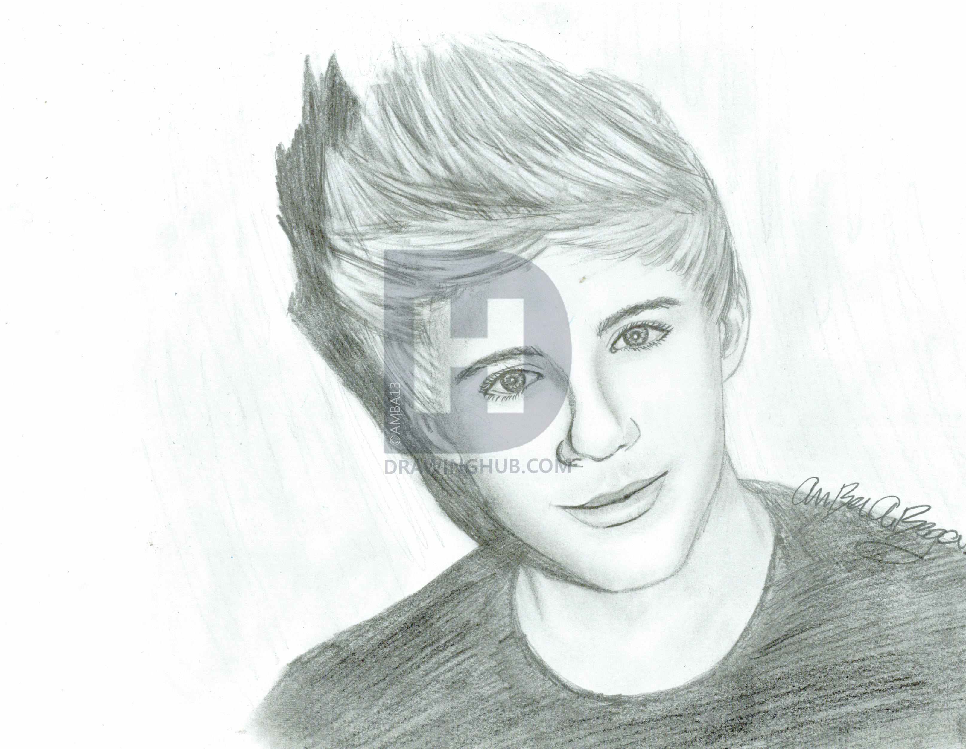 3229x2504 How To Draw Niall Horan Of One Direction, Step By Step, Drawing - Direction Sketch